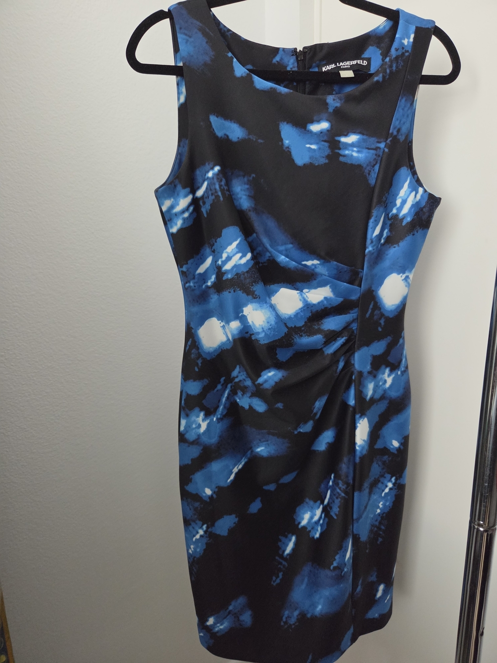 Karl Lagerfeld Black And Blue Sleeveless Cocktail Dress Womens 8 Medium